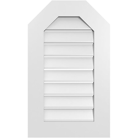 Ekena Millwork Octagonal Top Surface Mount PVC Gable Vent: Functional, w/ 3-1/2"W x 1"P Standard Frame, 18"W x 30"H GVPOT18X3001SF